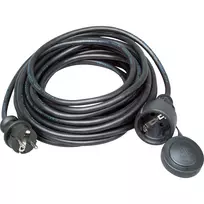 Guminis saugos ilginamasis kabelis Kopp, Schuko kištukas/lizdas, 10 m, H05RR-F 3G1.5, IP44, juodas (147310042)