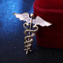 Medical Brooch Classic Brooch Snake Stick Wings Medicine Badge Lapel Doctor Nurse Jewelry Student Graduation Gift blue