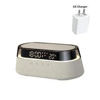 6-in-1 Išmanusis žadintuvas - 15W belaidis įkroviklis, Bluetooth garsiakalbis, FM radijas, dvigubas žadintuvas, USB įkroviklis ir RGB naktinis šviestuvas