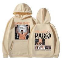 Rapper Kanye West Graphic Print Hoodies THE LIFE OF PABLO Hoodie Men Women Hip Hop Fashion Vintage Oversized Hooded Sweatshirts L beige