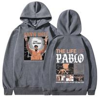 Rapper Kanye West Graphic Print Hoodies THE LIFE OF PABLO Hoodie Men Women Hip Hop Fashion Vintage Oversized Hooded Sweatshirts 3XL gray