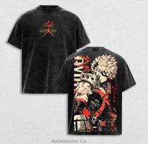 Anime My Hero Academia Katsuki Bakugo Graphic T Shirt Casual Washed T-shirt Men Women Clothes Oversized Polyester Short Sleeve Tee S juoda