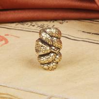 Vintage Pure Copper Snake EDC Knife Pendant Coiled Snake Paracord Pendant Keychain Handmade Accessories Spacer Beads String Bead brown