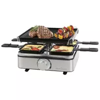 PROFI COOK Raclette Grill PC-RG 1301 4 asmenims su dvi puses naudojama ketaus keptuve, nerūdijančio plieno korpusas 501301