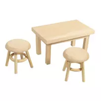 Rayher Mini gnomų staliukas su 2 taburetėmis, natūralaus medžio, 3 dalių rinkinys 46819505