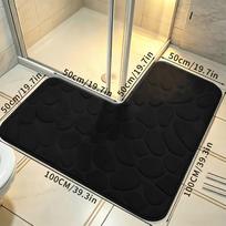 Ultra-Soft Bath Mat, L-Shaped Pebble Bath Mat, Soft and Comfortable Carpet,  Suitable for Shower Mat, Bathroom Accessories, 100*100cm juoda