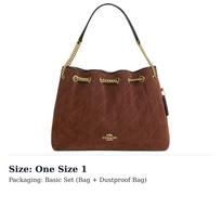 COACH Skaldytos karvės odos šiukšlių krepšys, Peties krepšys Didelis moteriškas Rudas CCZ80-IMYEF One Size 1 brown
