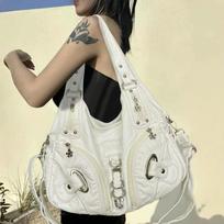 Ladies' fashionable retro Y2K spicy girl handbag, large capacity, multiple pockets, punk crossbody bag balta