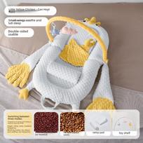 Naujagimio raminantis lizdas lopšio lovytė su pasvirimo čiužinuku, kojų atrama ir žaislų laikikliu, patogus kūdikio miego lizdas kūdikio poilsiui Little Yellow Chicken Sin