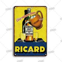 INEED Ricard Beer Retro Metalinis Ženklas Plakatas Vintažinis Sieninis Plakatas Skardinis Ženklas Dekoratyvinė Sieninė Plokštelė Baro Pub Plokštelė Dekoracija Priedai 20x30cm yellow