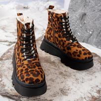 Lucyever Punk Leopardinis Raštas Koviniai Batai Moteriški Madingi Stori Platforminiai Ankle Boots Moteris Suvarstomi Platforminiai Batai Mujer 39 gray