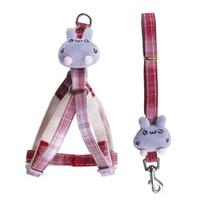Dog Collar Breathable Adjustable Nylon Puppy Pet Walking Leash Harness Vest for Daily Use raudona
