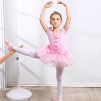 Elegantiška mergaičių baleto suknelė pavasario rudeniui ilgomis rankovėmis šokių suknelė sportinė suknelė Vaikų mažylių gimnastikos treniruotėms šokių pėdkelnės 140cm rožinė