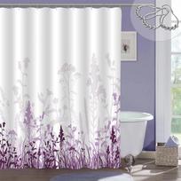 Levandų dušo užuolaida su kabliukais Vandeniui atsparus poliesterio audinys Violetinė gėlėta augalų vonios kambario vonios užuolaida voniai 90x180cm-35x70in