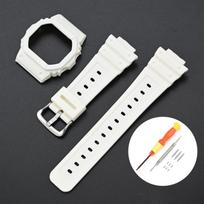 Dirželis su dėklu, skirtas „Casio G-Shock DW-5600 DW-5000 GW-M5610 GLX-5600“ vyrams ir moterims, keičiamas guminis dervos apvalkalo laikrodžio dirželis. 5600 balta