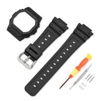 Dirželis su dėklu, skirtas „Casio G-Shock DW-5600 DW-5000 GW-M5610 GLX-5600“ vyrams ir moterims, keičiamas guminis dervos apvalkalo laikrodžio dirželis. 5600 juoda