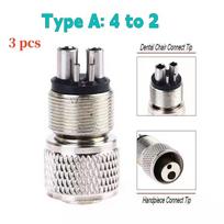 3 vnt. Dantų turbinos rankinio prietaiso adapteris 2/4 skylučių keitiklis Jungtis greitaeigiamam rankiniam prietaisui Atsarginės dalys Įrankis Žarna 3pcs(4 to 2 holes) sidabras