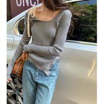 Fashion Off-the-shoulder Casual Knitted Sweater Women Fashion Pullover Slim Fit Straps Sweet Long Sleeved Tops Female Autumn Winter Bottoming Shirt One Size pilka spalva
