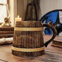 Rustic 700ml medinis alaus puodelis Rankų darbo gėrimų indas craft alui Namų barui brown