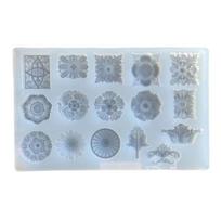 Various Embossed Flower Pattern Ornaments Silicone Mold Epoxy Resin Casting Jewelry Tool Making Diy Craft Home Decor 1 gray