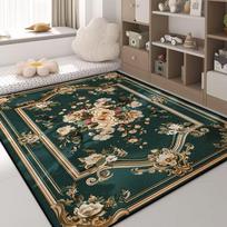 Prabangus žalias kilimas gėlių rašto neslystantis didelio dydžio svetainės kilimas auksiniais kraštais europietiškas tatami kilimėlis minkšti miegamojo kilimai skalbiamas 200x300cm 78.7x118in