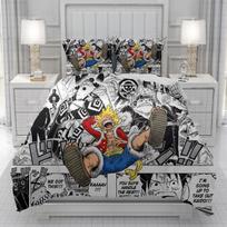 Luffy 3D patalynės užvalkalas vyrams, moterims / Vaikams KID Spausdintas One Piece animacinis filmukas Patalynės komplektas Antklodė Lova Minkšta 135x200cm 3pcs
