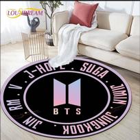 Naujausias Kpop Bangtan Boys spaudos vaikų kilimas plotinis kilimas Bts apvalus kilimas svetainei grindų kilimėlis flanelinis neslystantis kilimėlis 60cm
