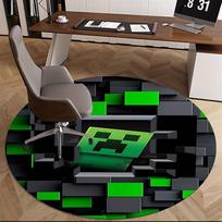 Minecraft Creeper, Pikselių meno Kėdės kilimėlis Apvalus kilimas Biuro kilimas, Skalbiamas mašinoje, Neslystantis, Tinka svetainėms, Miegamiesiems 150cm