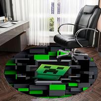 Minecraft Creeper, Pikselių meno Kėdės kilimėlis Apvalus kilimas Biuro kilimas, Skalbiamas mašinoje, Neslystantis, Tinka svetainėms, Miegamiesiems 120cm