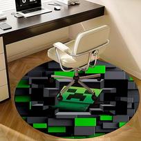 Minecraft Creeper, Pikselių meno Kėdės kilimėlis Apvalus kilimas Biuro kilimas, Skalbiamas mašinoje, Neslystantis, Tinka svetainėms, Miegamiesiems 100cm brown