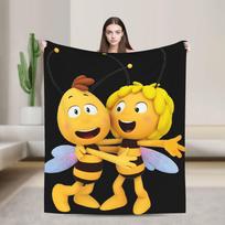 Super minkšta bitė Maja su gėlėmis, animacinis pledas, aukščiausios kokybės flanelės vilna, lengvas lovos pledas, šilti pliušiniai pledai 75x90cm