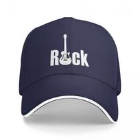 Rock Logo With Guitar Baseball Caps Snapback Baseball Hats Breathable Casual Casquette Outdoor Unisex One Size blue