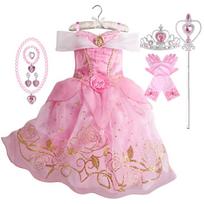 Mergaičių princesės kostiumas Vaikų vakarėlis Helovinas Cosplay Vestidos Kalėdos Gimtadienis Karnavalas Apsirengti Rapunzelis Kaukė Suknelė 2T(100) pink
