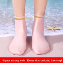 Neperšlampamos silikoninės neslystančios nardymo kojinės su raišteliu snorkelingui ir plaukimui - Unisex didelio elastingumo paplūdimio avalynė Medium beige