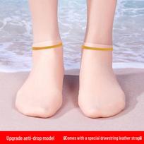 Neperšlampamos silikoninės neslystančios nardymo kojinės su raišteliu snorkelingui ir plaukimui - Unisex didelio elastingumo paplūdimio avalynė Large white