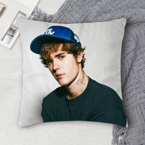 Dvigubai atspausduota kvadratinė dekoratyvinė pagalvės užvalkalas su Justinu Bieberiu sofai, svetainei, namų dekoravimui 30x30 cm