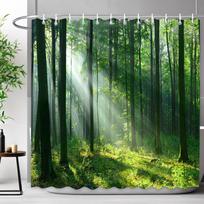 Lauko vaizdingas dušo užuolaida krioklio kraštovaizdis gamtos kraštovaizdis tropinis miškas poliesterio audinio dušo užuolaida vonios dekoras 90x180cm-35x70in gray