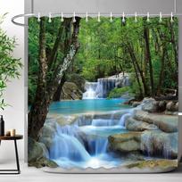 Lauko vaizdingas dušo užuolaida krioklio kraštovaizdis gamtos kraštovaizdis tropinis miškas poliesterio audinio dušo užuolaida vonios dekoras 180x230cm-70x90in