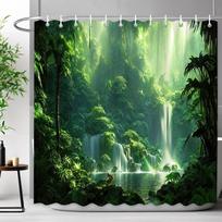 Lauko vaizdingas dušo užuolaida krioklio kraštovaizdis gamtos kraštovaizdis tropinis miškas poliesterio audinio dušo užuolaida vonios dekoras 150x180cm-60x70in