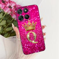 Dėklas Motorola Moto G15 G17 Power Telefonui Dangtelis Mielas Karūnos Raidės Minkšto Silikono Dėklai MotoG15 g 17 Power Bamperis 6.72'' Moto G17 Power pink