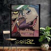 Gorillaz Hip Hop Hippie Sieniniai Gobelenai Menas Mokslinė Fantastika Kambarys Namų Dekoras Kawaii Kambario Dekoras 74x94cm(29x37in) gray