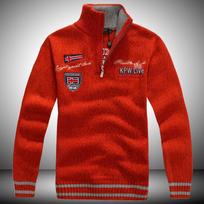 Kendy Shark Men's Wool Stand Collar Knit Sweater, Plus Size, Long Sleeve, Spring/Autumn Outerwear L (65-72.5 kg) red