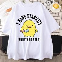 Nauji T-shirt'ai su stabilumo gebėjimu durti, vyrams ir moterims, madingi, su ančiuko memu, minkšti unisex marškinėliai, gatvės stiliaus XS balta