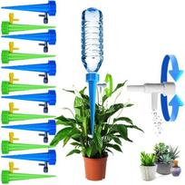 Self Watering Spikes for Indoor Outdoor Plants - 12 Pack Plastic Bottle Garden Drip Irrigation System With Adjustable Control Valve - Automatic 12-Pack blue