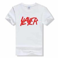 Metalinės juostos T-shirt Slayer Spausdintas Madingas Gatvės stiliaus Marškinėliai su apvalia kaklo iškirpte Trumpomis rankovėmis Medvilniniai Rock viršutiniai drabužiai Aukštos kokybės Unisex L white