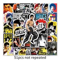 51 Bruce Lee Kung Fu Star Stickers for Suitcases, Scooters, Phones, Tablets, Laptops gray