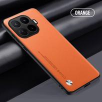 EUCAGR prabangus PU odos dėklas Xiaomi 17T Pro nugarėlei, silikoninis pilnos apsaugos telefono dėklas Xiaomi 17TPro Xiaomi 17T oranžinė