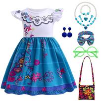 Mirabel Isabela Cosplay Princesės Suknelė Vaikams Encanto Žavesio Kostiumas Mergaitėms Helovinas Vaikų Diena Gimtadienio Šventė Šventiniai Drabužiai 5-6T (Tag 130) blue