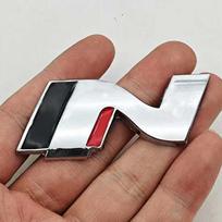 3D Metalinis Automobilio Stiliaus N Logotipo Ženklelis Galinės Bagažinės Lipdukas Hyundai i20 i30 Sonata Kona Elantra Tuson Aksesuarams white