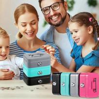 Metalinė grynųjų pinigų dėžutė Mini seifo užrakinimo dėžutė Pinigų bankas Metalinė monetų banko apsaugos dėžutė Tvirta, nešiojama grynųjų pinigų dėžutė vaikams monetų rinkimui rožinė